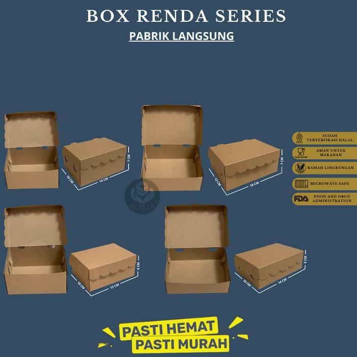 [50 Pcs] Dus Snack Renda / Dus Snack Bahan 275 Gsm / Box Kue 14x10x5 Foodgrade / Dus Snack Box Kotak