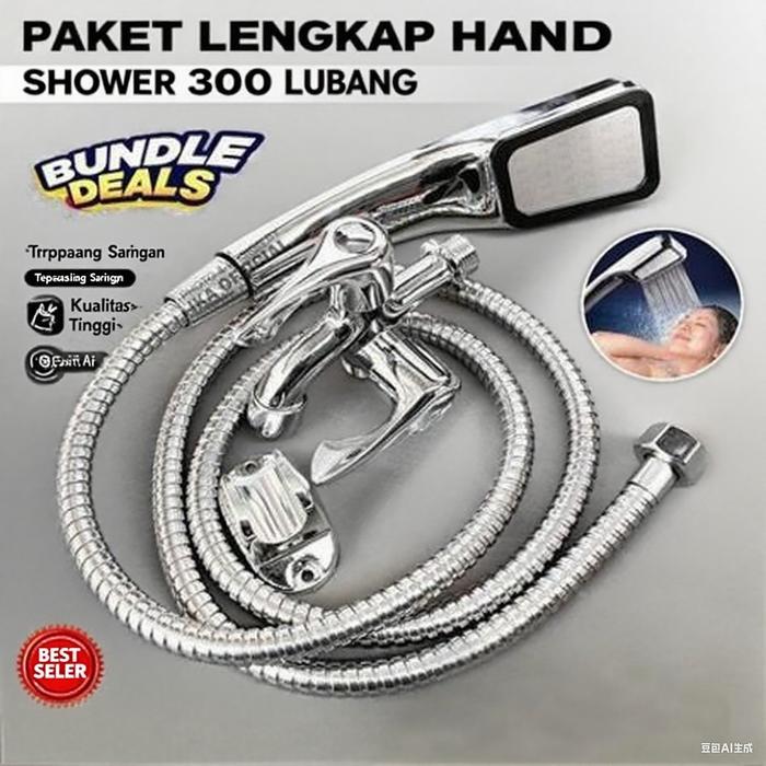 Paloma - Keran Plastik + Hand Shower 300 Lubang + Selang Jet + Filter Shower Material Plastik