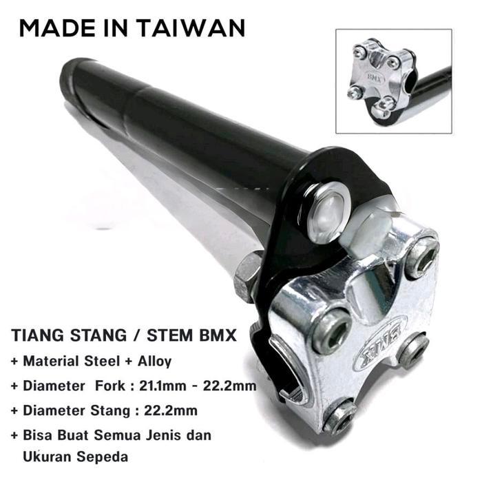 Stem tiang stang sepeda ukuran 22.2mm bmx dan mini anak komstir chrome