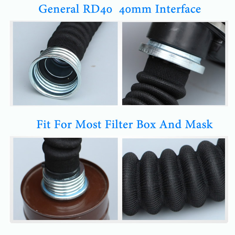 0.5m/1m 40mm Rubber Corrugated Tube Gas Dust Mask Filter Connecting Pipe RD40 Interface Snorkel Wear