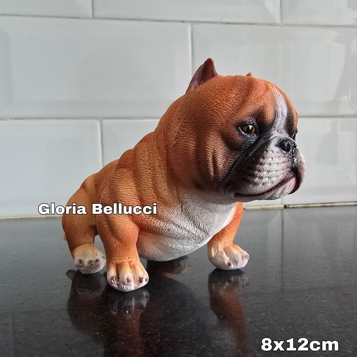 patung anjing american bully pajangan pitbull dog terrier dekorasi interior home