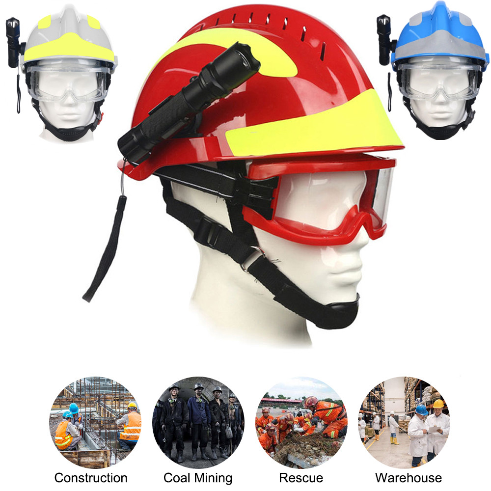 F2 Safety Rescue Helmet Emergency Rescue Fire ABS helmet With Headlamp and Protective Goggles