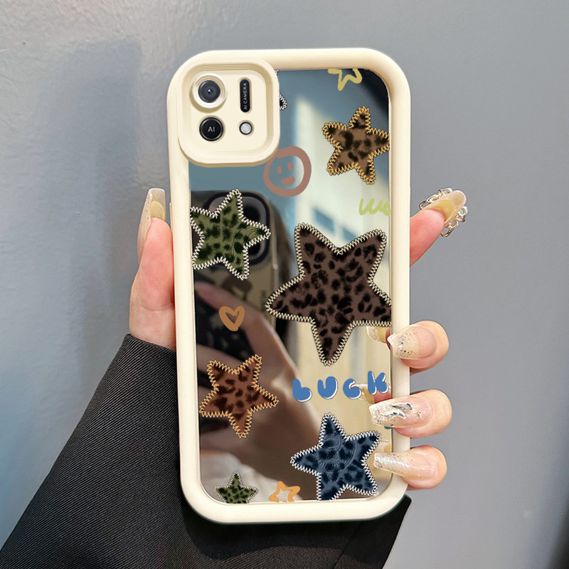 Casing Hp Untuk OPPO A16K OPPO A16E Case Bintang macan tutul berwarna Cesing Mirror Kasing Kemudahan
