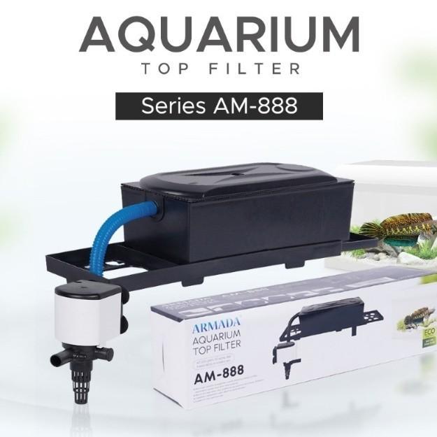 TOP FILTER AQUARIUM ARMADA AM-888 + MESIN 1800A FREE KAPAS SUTRA MERAH