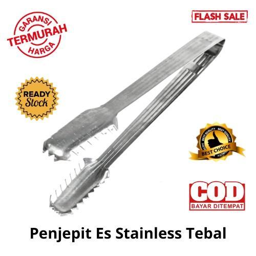 [BISA COD] PROMO Penjepit Es Stainless Steel Tebal Jepit Buaya Capit Makanan Jepit Gorengan Jepit