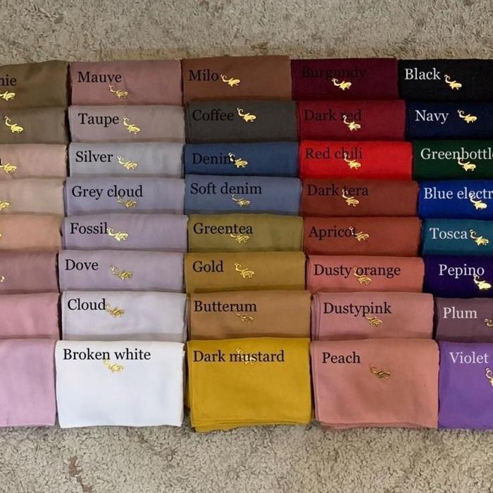 READY Mylady Hijab Plain Voal Jahit Ultrafine Polos Navy Black Bw Green Taupe Olive Pebble Dark