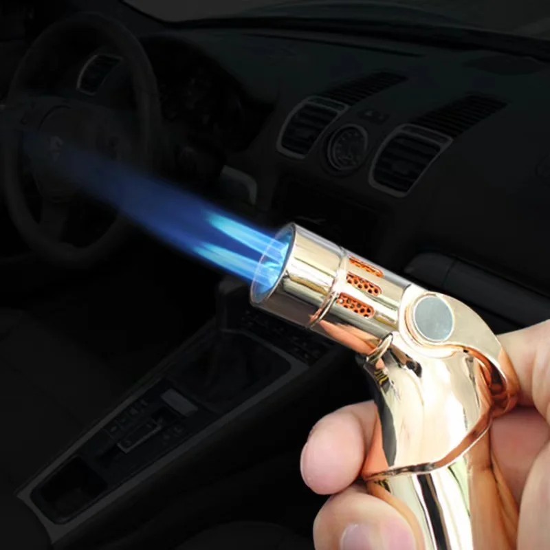 Jobon Luxury Four Torch Metal Lighter Jet Turbine Outdoor Barbecue Kitchen Butane Gas Lighter