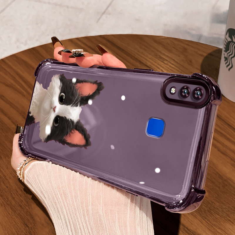 Casing Hp untuk VIVO Y91 Y91i Y93 Y95 Y91C Y1s Y90 Case Kucing Berbulu Keriting Kasing Cesing Sembun