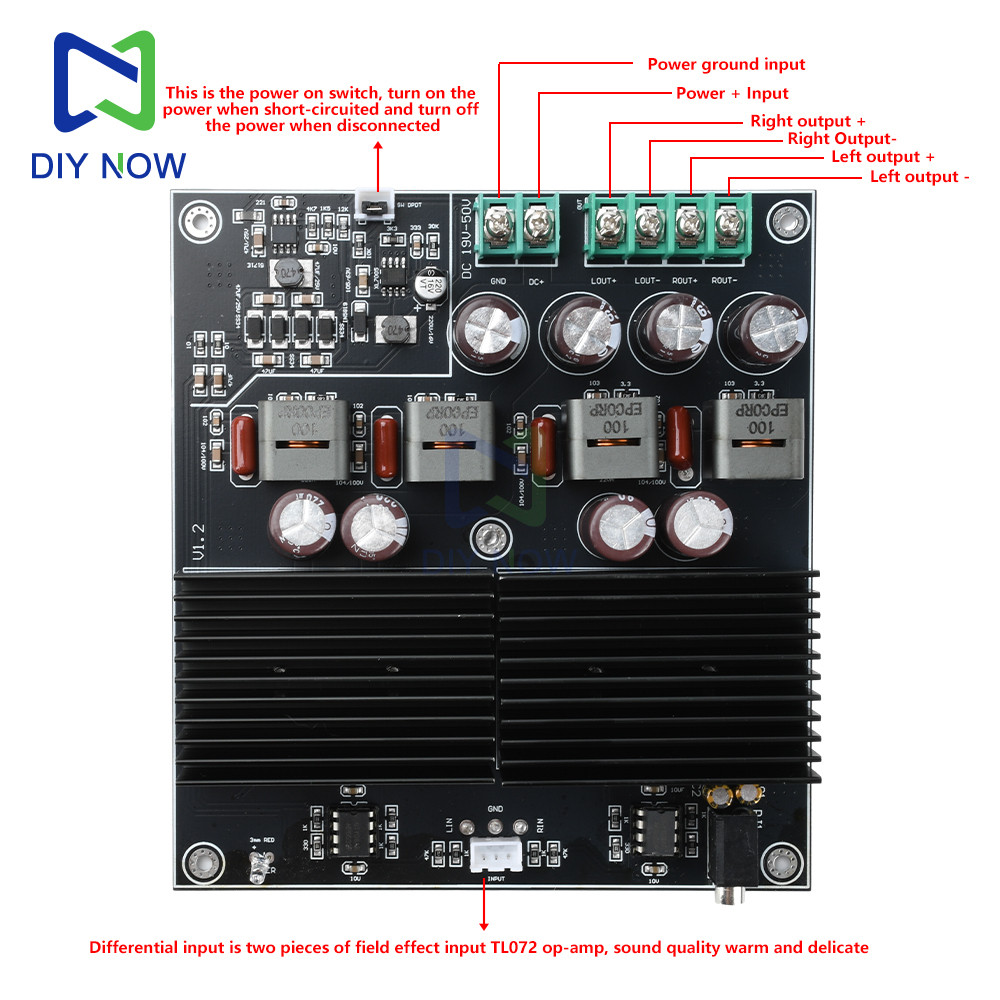 600W+600W Stereo Dual-Channel Power Amplifier Board Dc 19-50V Hifi Dual-Core Tpa3255 Amplifier