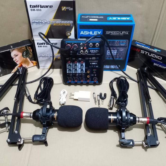 Premium Paket Podcast 2 Orang / Paket Mixer / Paket 2 Mic Bm 800 Original