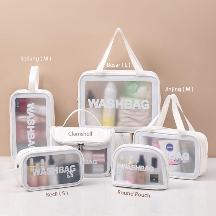 266 Tas Kosmetik Washbag Travel Pouch Make Up Organizer Transparan Waterproof Kecil Portable Wash