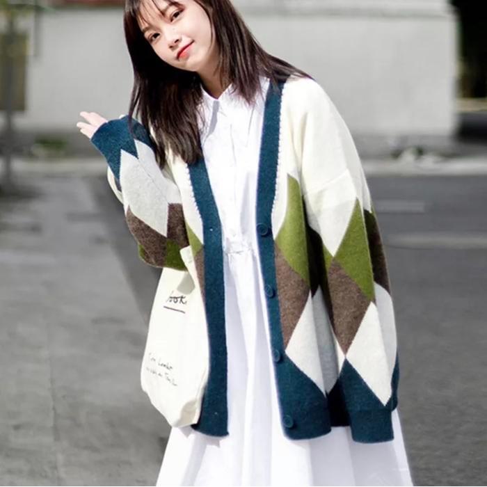 Cardigan Rajut Motif Wanita Faakhira Oversize Premium Korea Style Terbaru