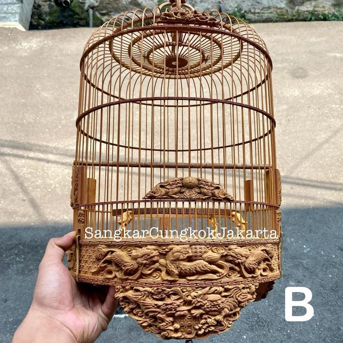 Sangkar Cungkok Tieumi Finch D30 Longchim Full Ukir 3D Ori Vietnam