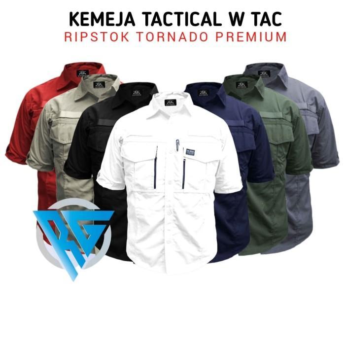 Thebest Terlaris Kemeja Tactical W tac Lengan Pendek Casual Outdoor Putih Cod