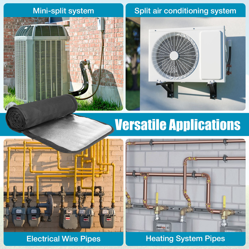 3 Layers HVAC Copper Pipe Insulation Cover 600D Oxford AC Pipe Insulation Covers Protector Outdoor