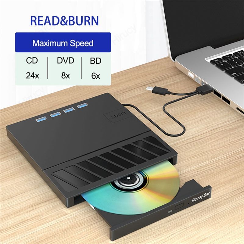 ABRJ-USB 3.0 Type-C Multiplication External Blu-Ray Optical Drive CD/DVD/BD -/ Player Burner Writer