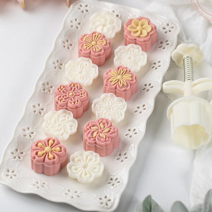 3 In 1 Cetakan Kue Bulan Kue /Cetakan Kue Bulan Berbentuk Bunga Bunga Matahari Cetakan Kue Bulan Kue