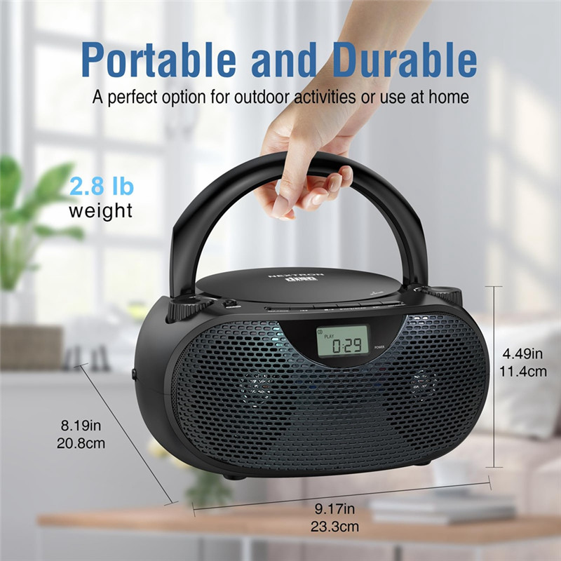 PHILE-Portable CD Player Boombox Bluetooth CD Player Boombox AM/FM Radio USB Port CD Player Stereo