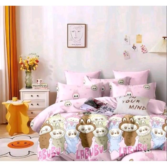 "New" Sprei Motif Bunga Bonita No 1 Ukuran 180X200 Set Sarung Bantal dan Guling Seprei Bahan Kain