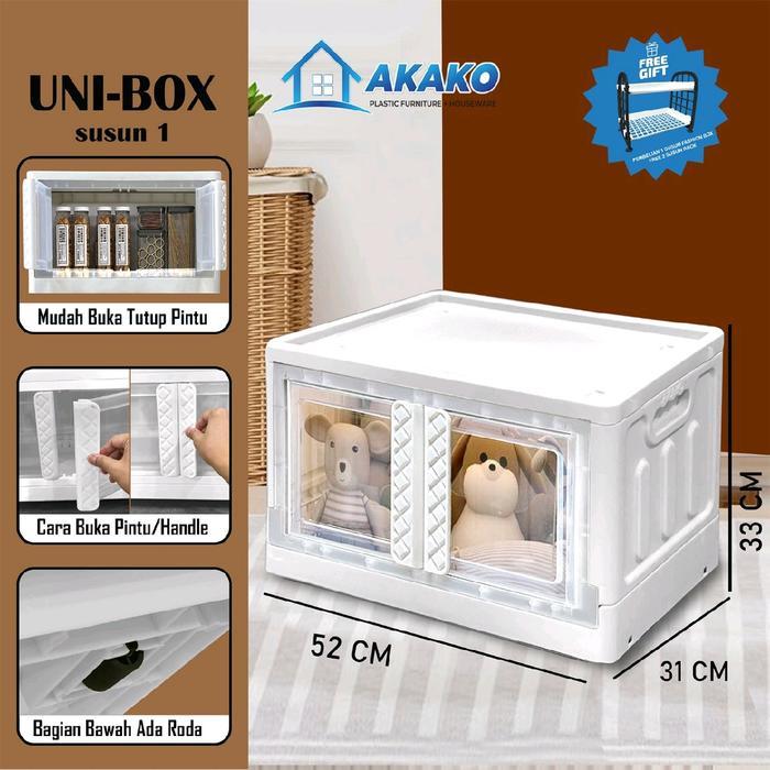 Terbaik Best Quality 100% Original Akako - Lemari Pakaian Plastik Uni Box Beauty Storage Box Cabinet