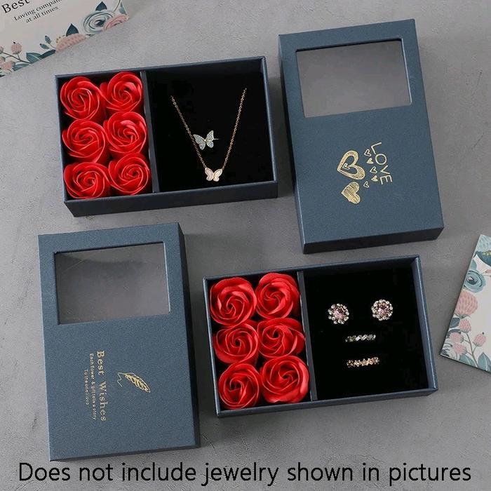 Kotak Box Perhiasan Set Lamaran Seserahan Sangjit Valentine Bunga Kalung cincin gelang anting emas