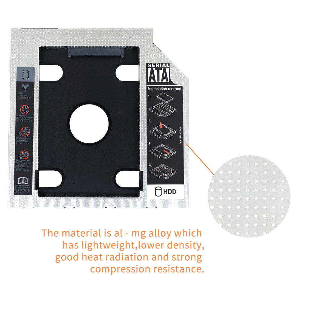 TISHRIC 2nd Hdd Caddy SSD SATA 3.0 Hard Disk Enclosure optibay 2.5" Adapter 9.5/12.7mm Caddy Case