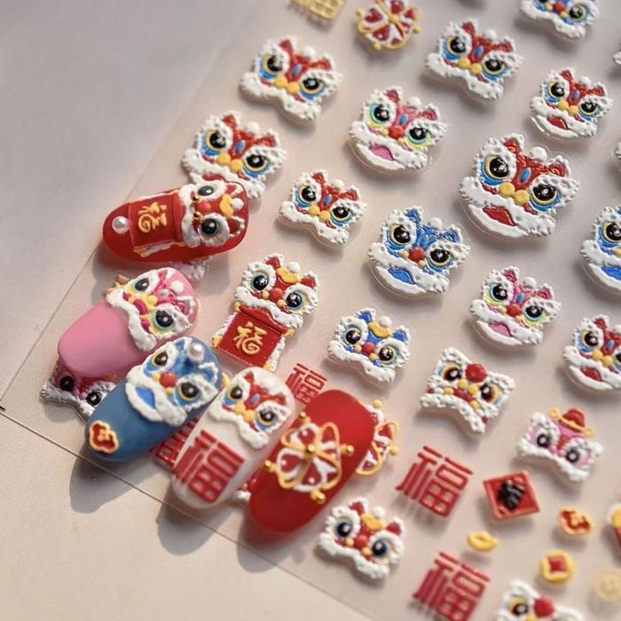 Stcker Kuku Barongsai Imlek Tahun Baru Stiker Kuku