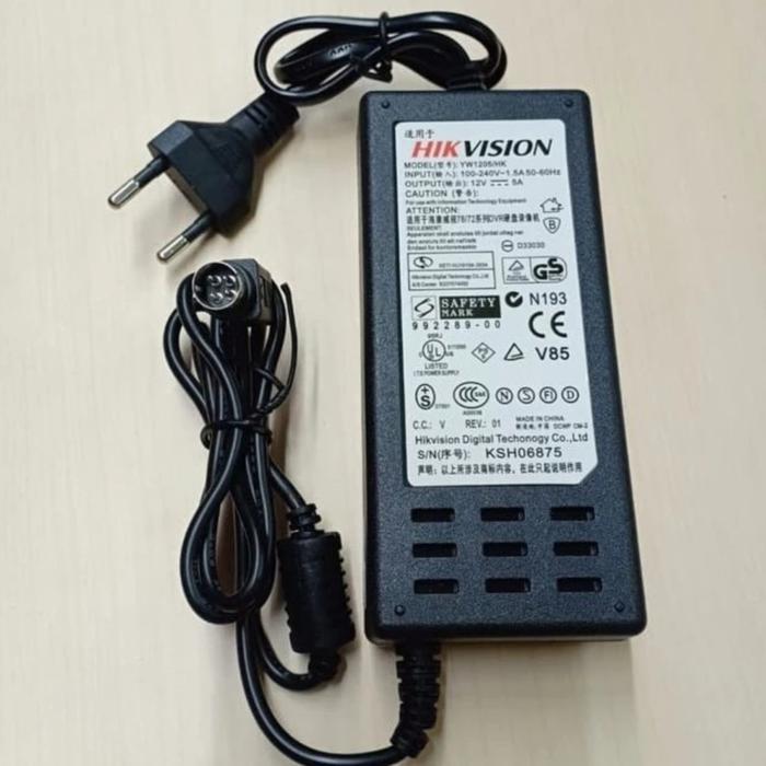 ADAPTOR HIKVISION 12V 5A 4 PIN DVR ADAPTOR NVR CCTV ADAPTOR HIKVISION