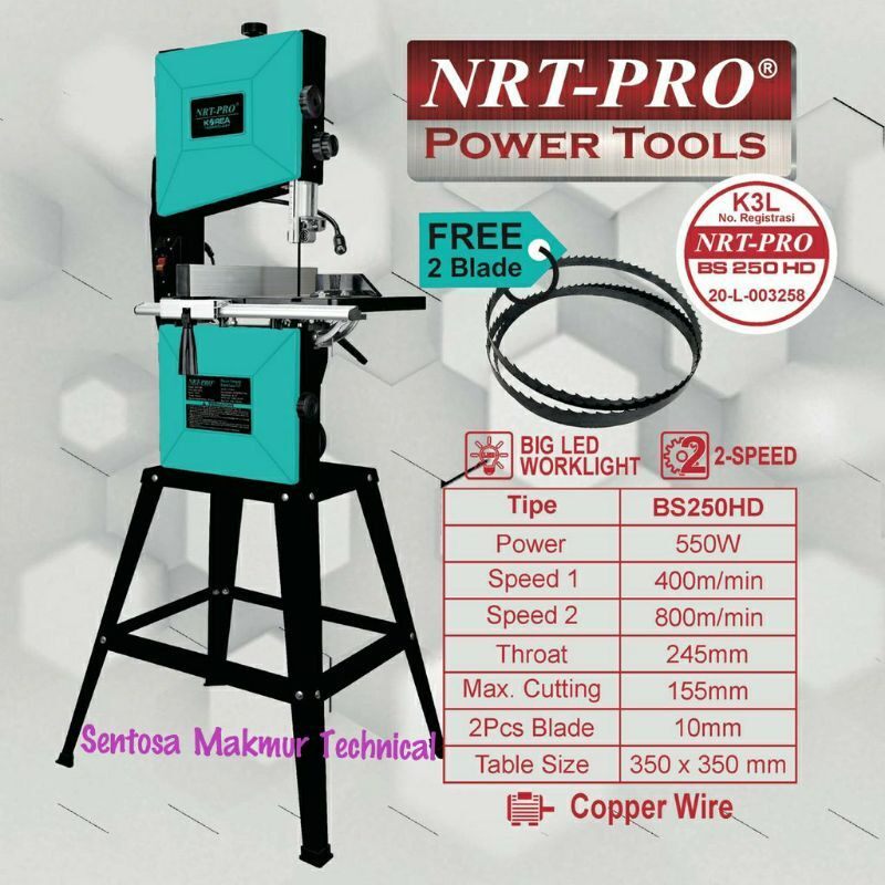 NRT PRO BS250HD 10" Mesin Band Saw Gergaji Potong Kayu Ukir Bandsaw