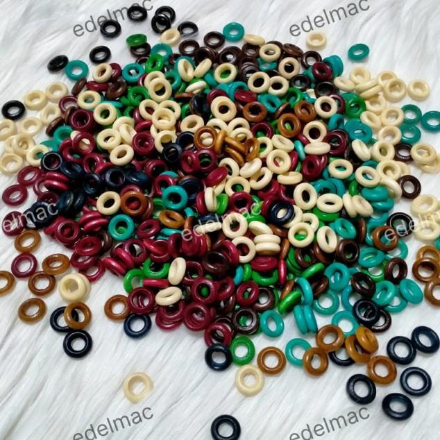 Wooden Beads Mote / Manik Kayu Bulat Lubang Besar Cet Warna