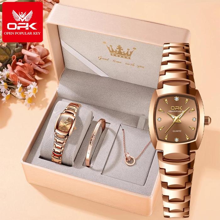 TERBARU OPK Jam Tangan Wanita Original Anti Air Tahan Kecil Branded Elegan Analog Jam Tangan Emas