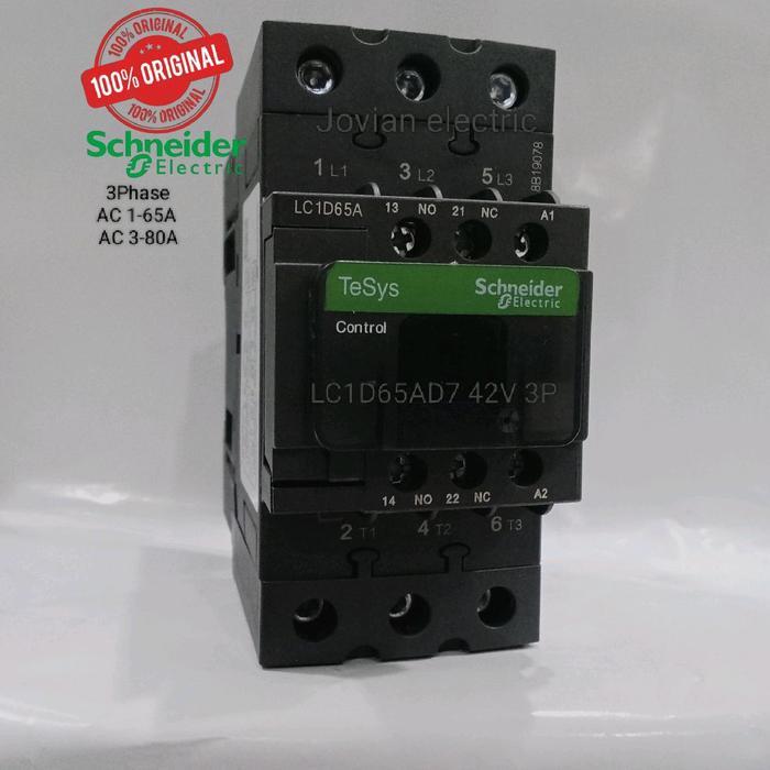 Kontaktor Contactor Schneider Lc1d65ad7 lc1d65 d7 42v ac 65A 3p