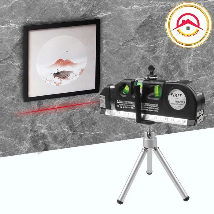 Meteran Laser Alat Pengukur Kemiringan Waterpass Penggaris Laser Tukang Bangunan Free Tripod