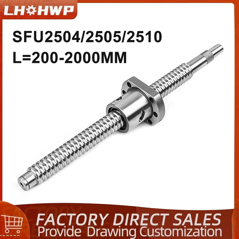 1 Set RM2505 Roller Ball Screw 25mm SFU2504 / SFU2505 / SFU2510 200mm-2000mm C7 Ballscrew With