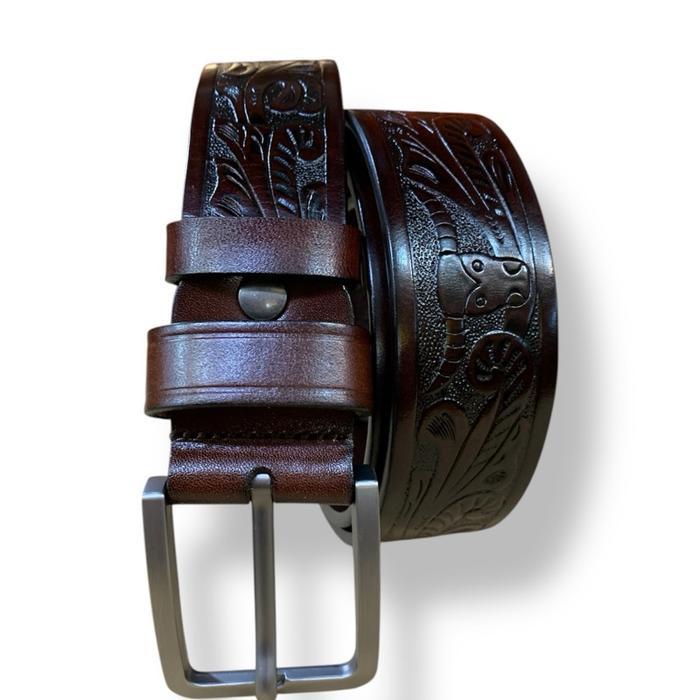Sabuk ukir kulit sapi asli mewah dan elegan