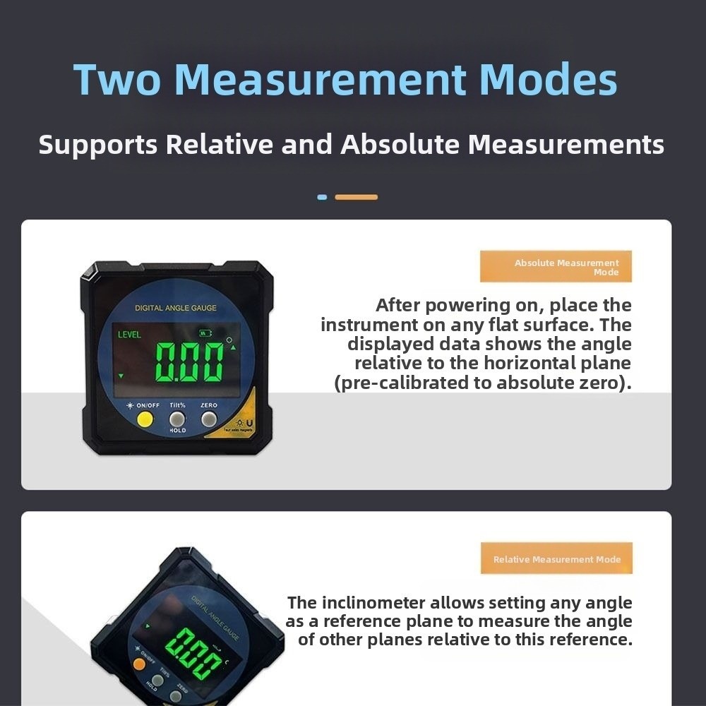 Rechargeable Laser Angle Ruler 4 Sides Magnet Magnet Tilt Digital Protractor Dual Laser Waterproof