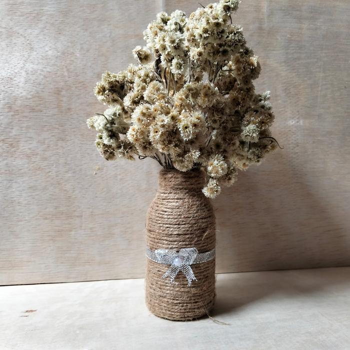 Vas tali rami (TANPA BUNGA) vas bunga kering aesthetic vas botol kaca tali rami