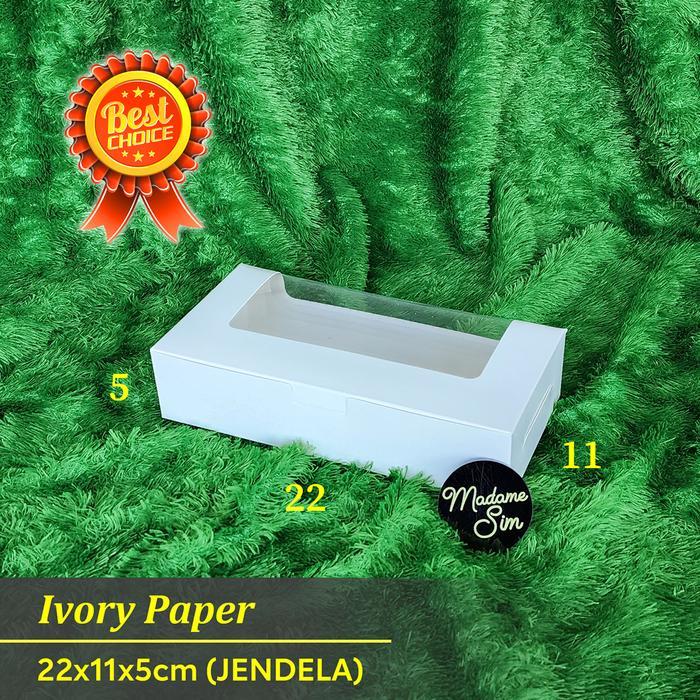 BOX IVORY - DUS KUE - KOTAK BROWNIES SPIKOE BOLEN 22x11x5 (JENDELA)
