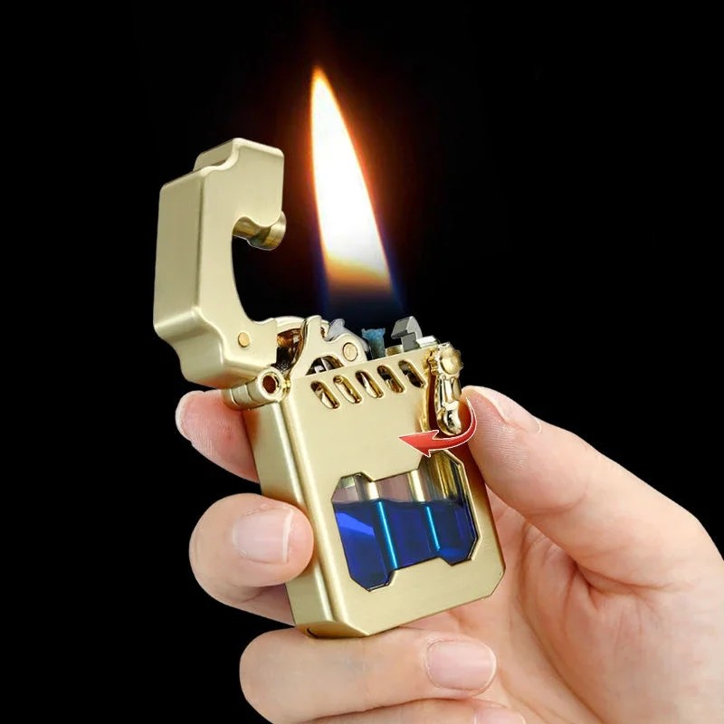 2025 ZORRO Mecha Transparent Fuel Tank Mechanical Ejection Kerosene Lighter Metal High-looking