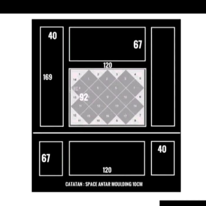 Paket Lengkap Kaca cermin + Wall moulding 3 meter 2 meter TERMURAH COD