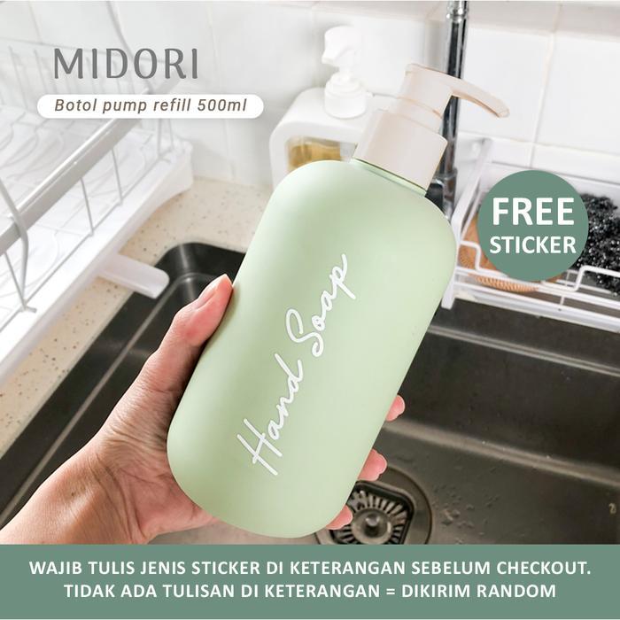MIDORI - Botol Pump Refill Plastik 500ml FREE STICKERS