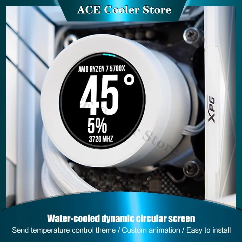 2.1 Inch IPS CPU Watercooler Monitor Screen, Real Time Dynamic Display Temperature Control AIDA64