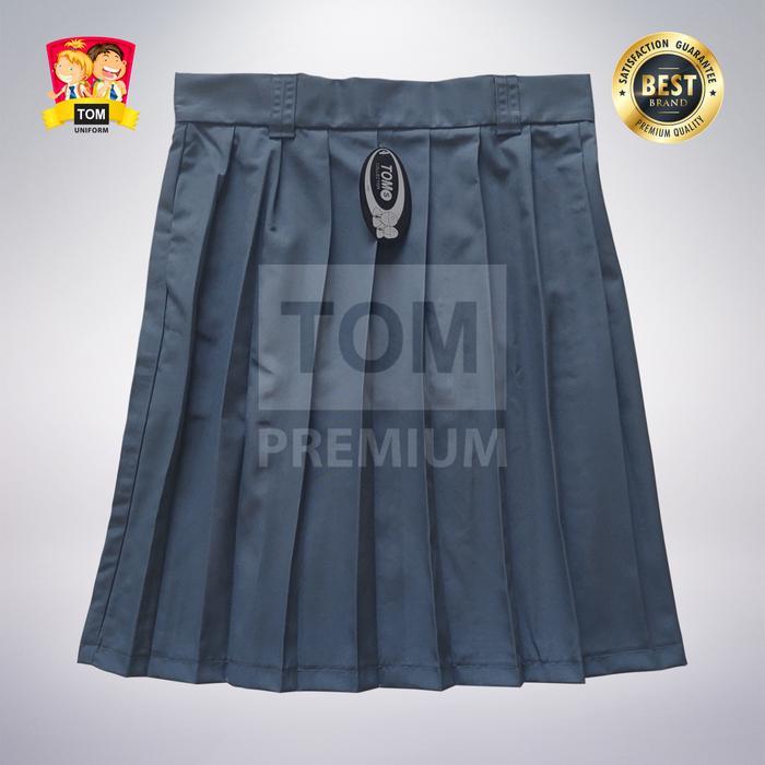 Seragam TOM - Rok SMA Rempel Pendek Abu (Tanpa Karet)