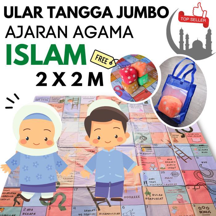 Mainan Edukasi Anak Ular Tangga Jumbo Tema Ajaran Islam Gratis Dadu