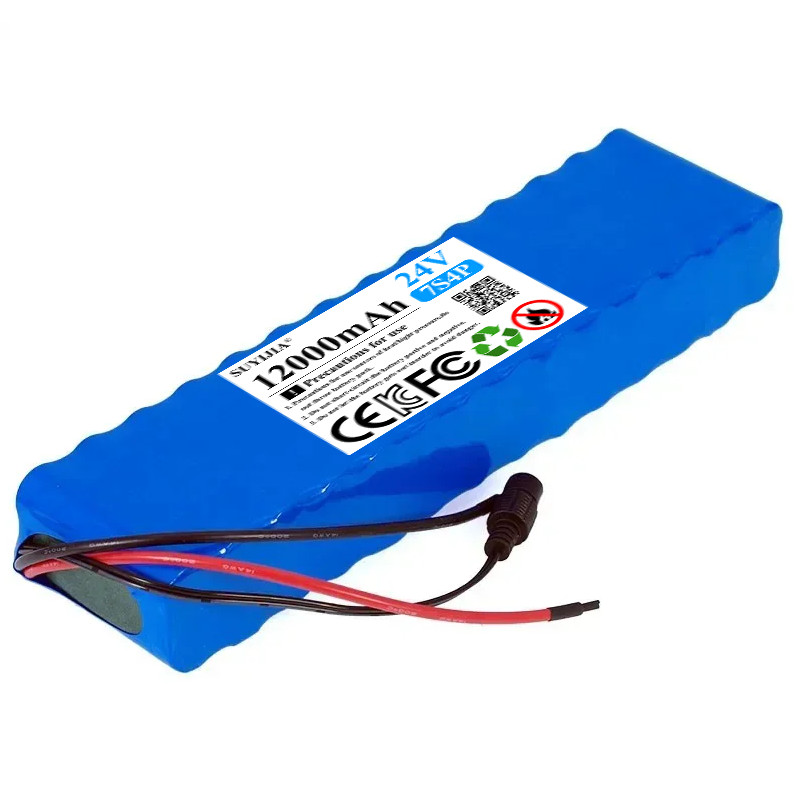 24V 12Ah 7S4P lithium battery pack 250W 29.4v 12000mAh 18650 battery with 15A BMS Suitable for