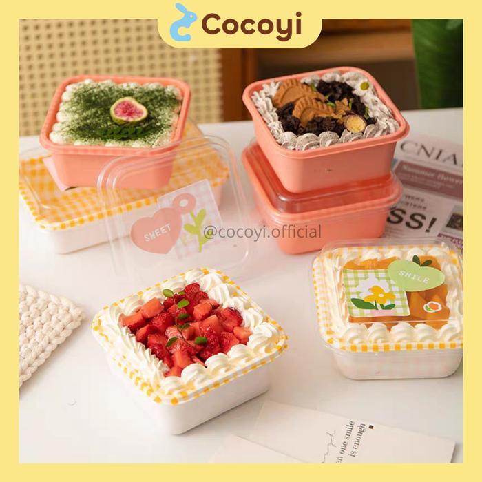 [Isi 10 Box] [Cocoyi] Kotak Kue Gingham Kotak Packaging Lunch Box Cake Bento Cake Pudding Dessert