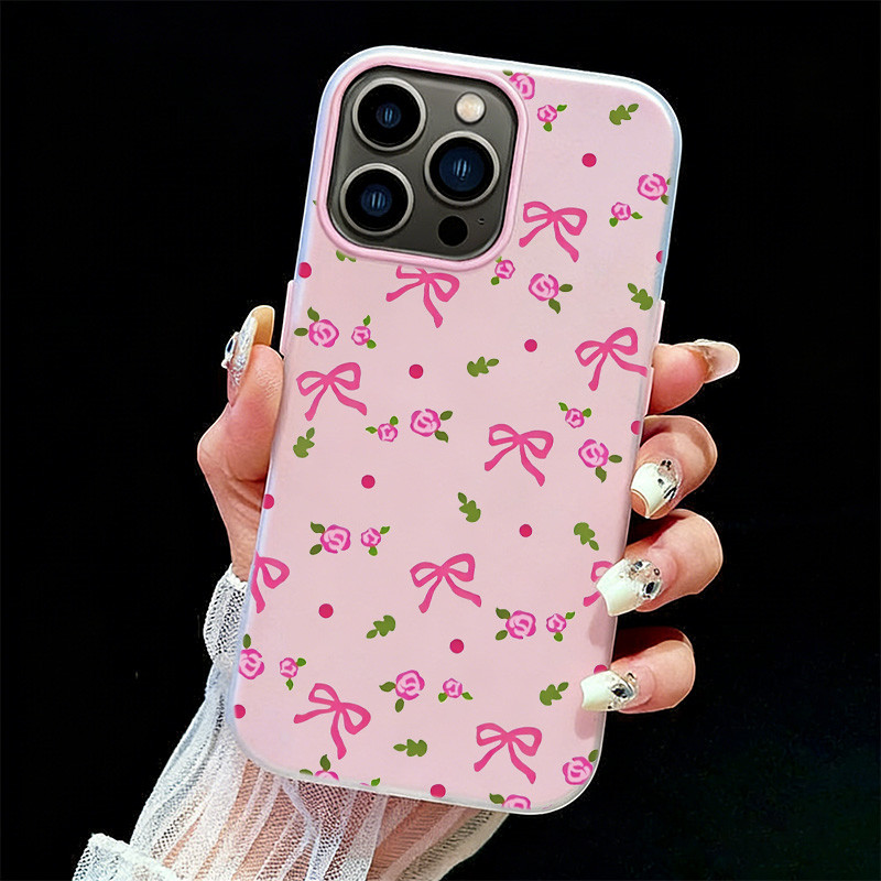 Floral Pink Bow 2-In-1 Cair Case Hp Infinix C81 Pro X8 Pro Max Smart 20 Note 60 Pro Hot 60 Pro 60I N