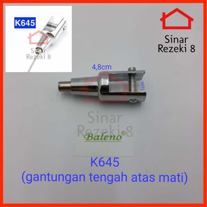 K645 Gantungan Bracket Rak Ambalan Kaca Tengah Mati Jepit Kawat Sling .