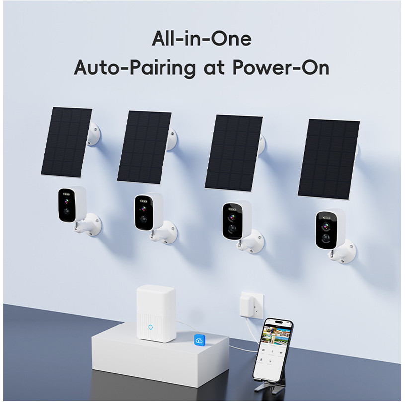 WOUWON Outdoor Solar Camera 4CH NVR Kit 4MP Video Surveillance WIFI Monitor NVR Camera CCTV Security