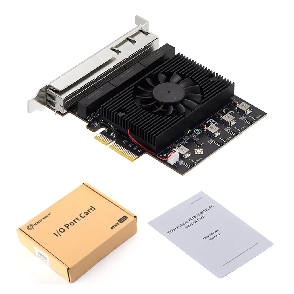 6 Ports PCIe 2.5 Gigabit Network Card RJ45 2500Mbps NIC Realtek 8125b Chip for 2.5G Vision